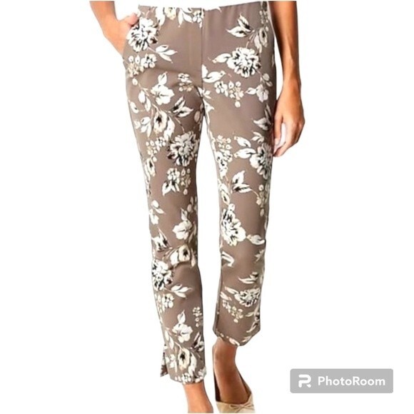 J. Jill Women's Capri's Slim Leg Stretch Sandalwood Brushstroke Floral Print 6P
